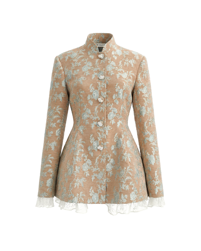 Mandarin Collar Peplum Blazer
