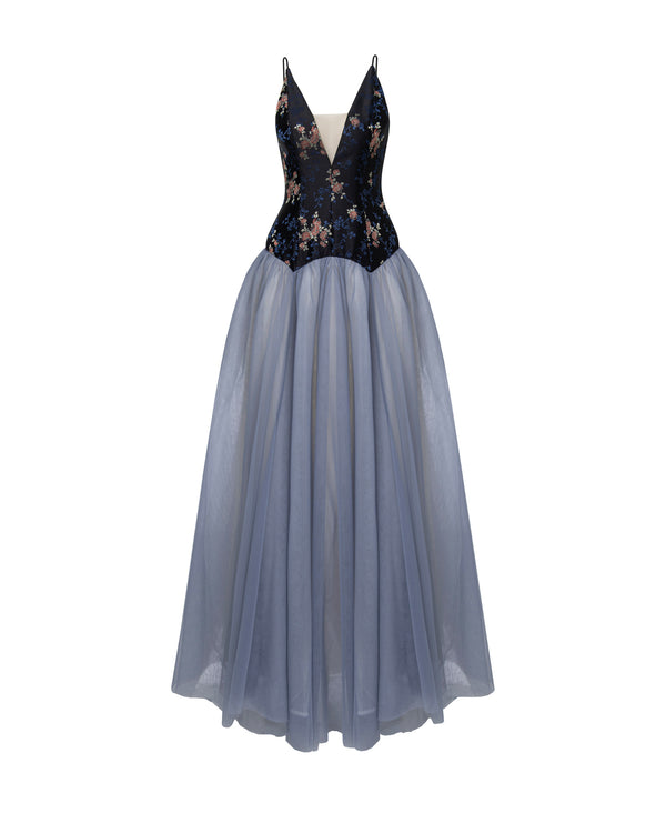 Floral Corset Tulle Gown