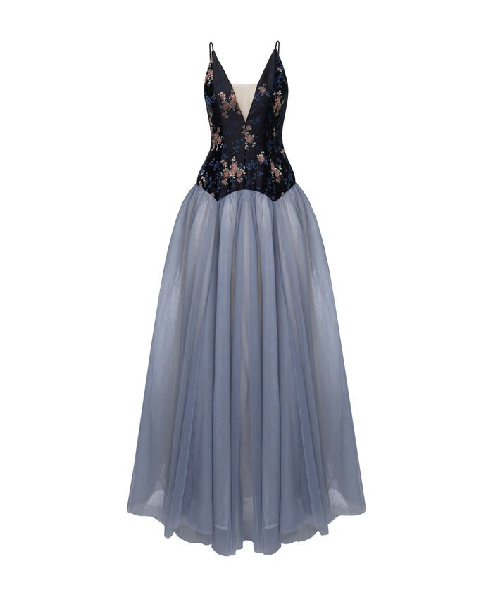 Floral Corset Tulle Gown
