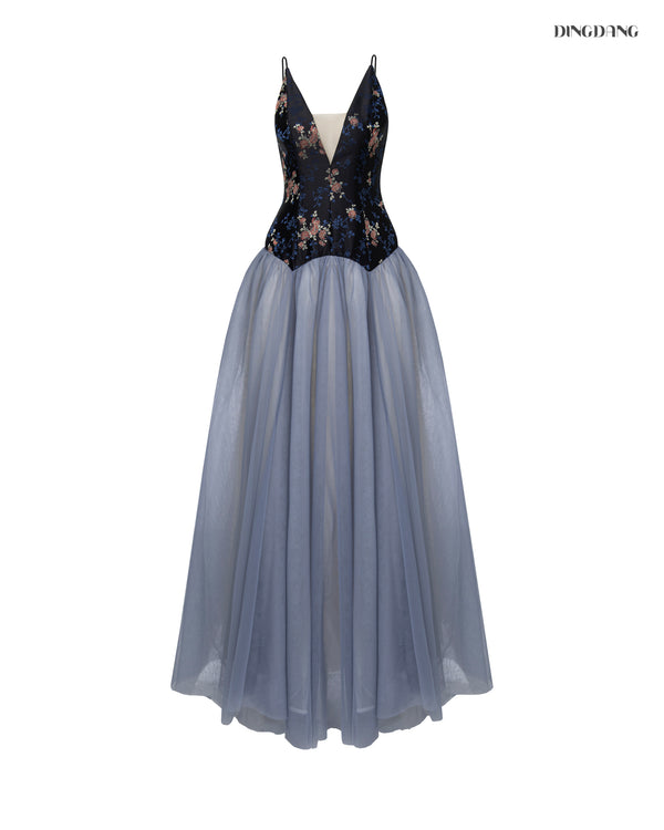 Floral Corset Tulle Gown