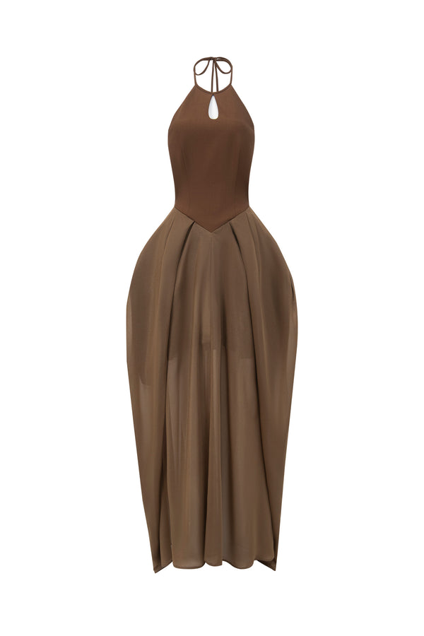 Halter Neck Chiffon Dress