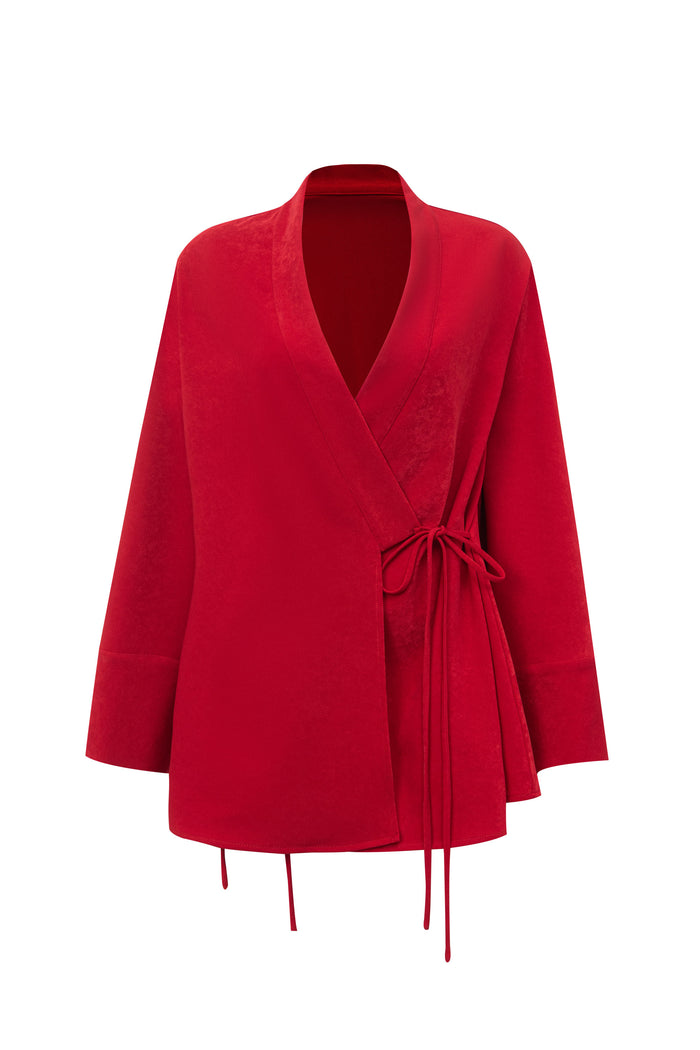 Open Front Jacket with Tie Detail