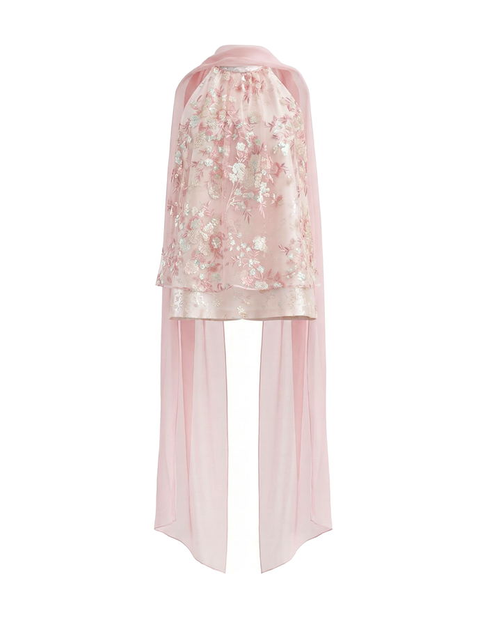 Halter Neck Top With Flowing Scarf