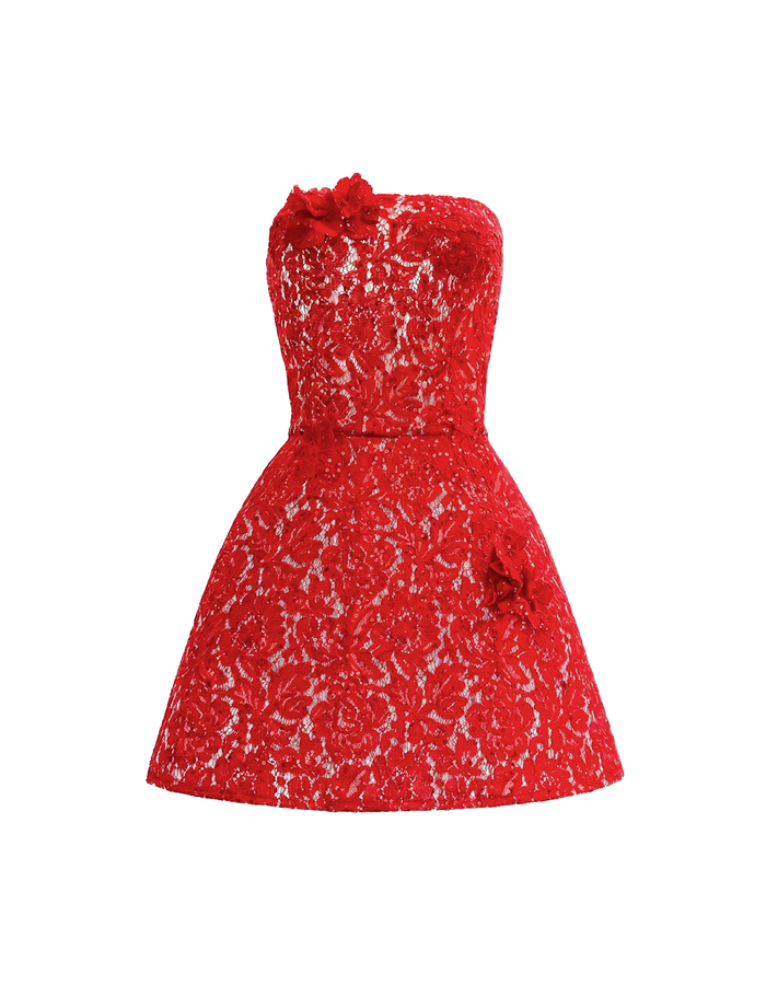 Strapless Mini Dress Red