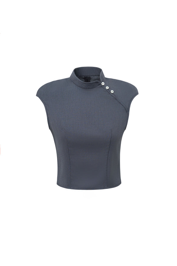 Mandarin Collar Crop Top