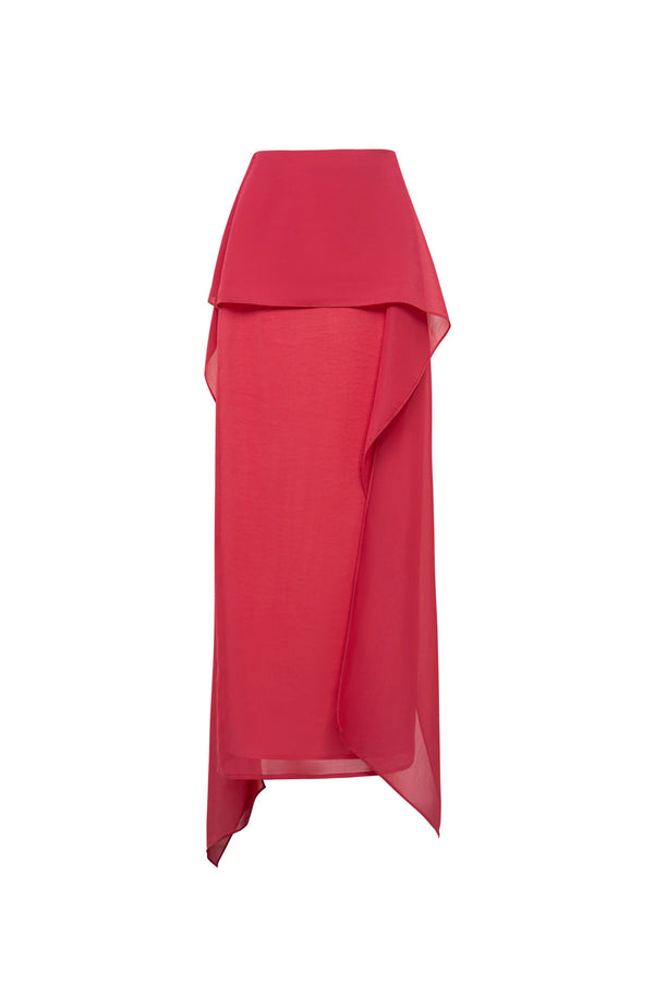 Draped High-Waisted Maxi Skirt