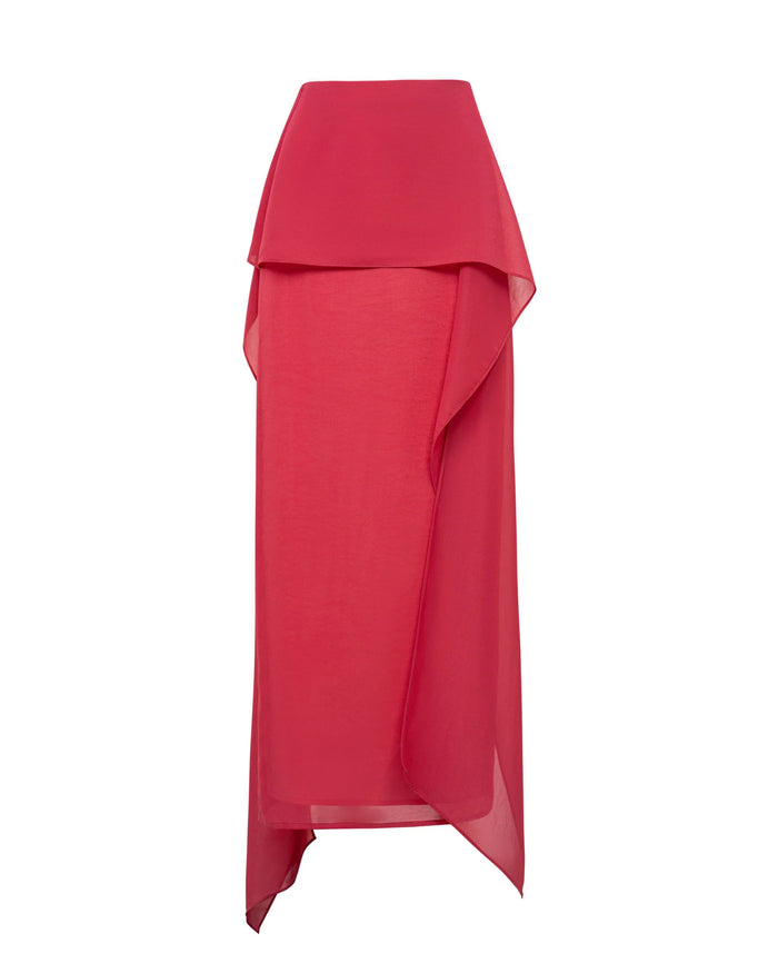 Draped High-Waisted Maxi Skirt