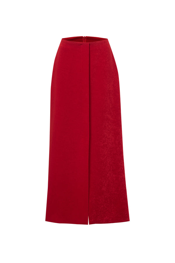 High-Waisted A-Line Midi Skirt