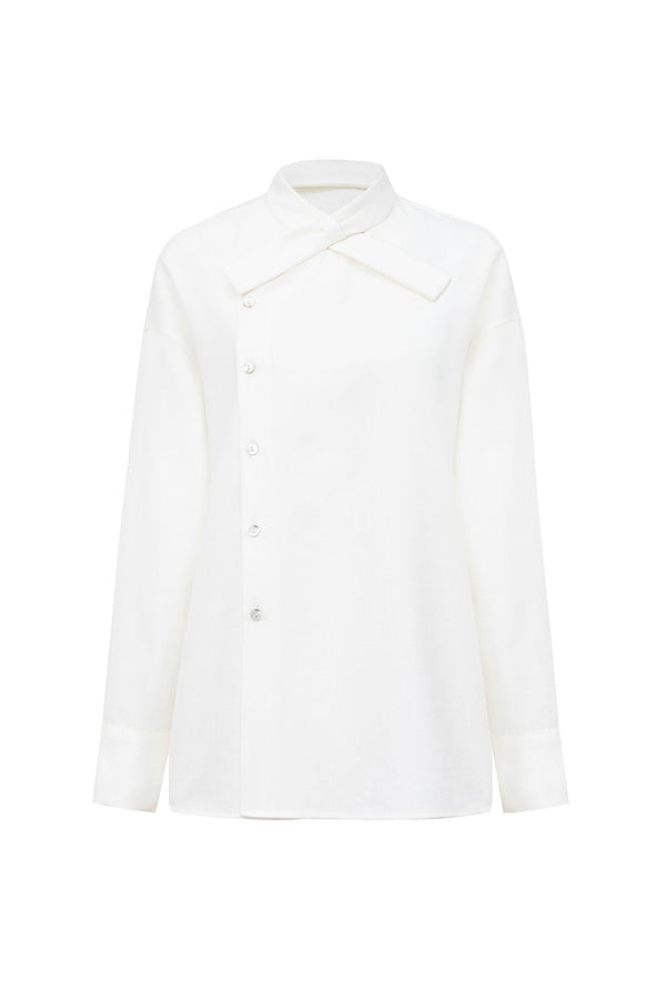 Tie-neck Asymmetrical Shirt
