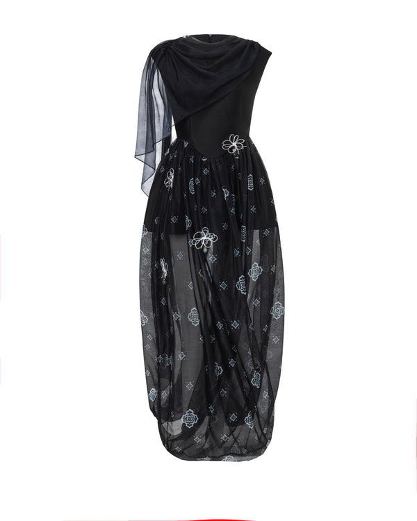 Draped One-Shoulder Gown