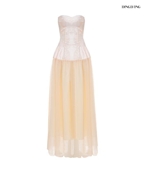 Strapless Fitted Bodice Lace Gown