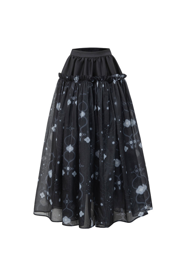 Layered Maxi Skirt with Ruffled Waist