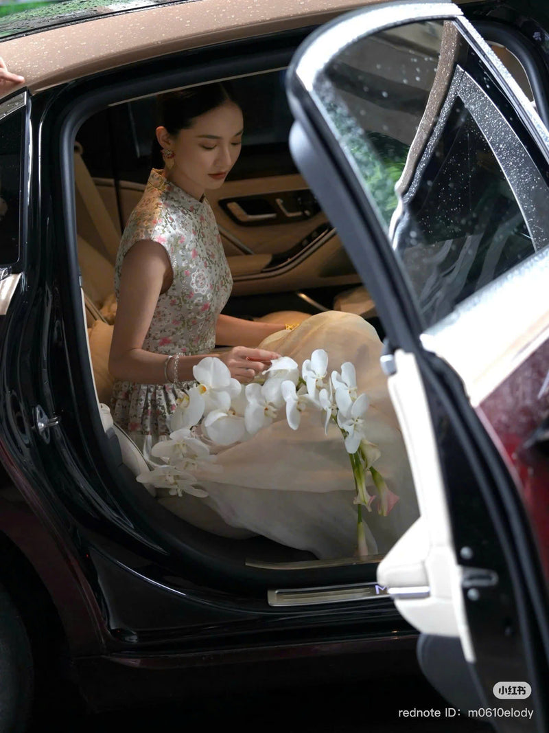 Mandarin Collar Fitted Bodice Gown