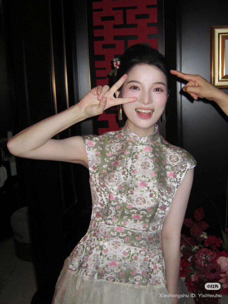 Mandarin Collar Fitted Bodice Gown